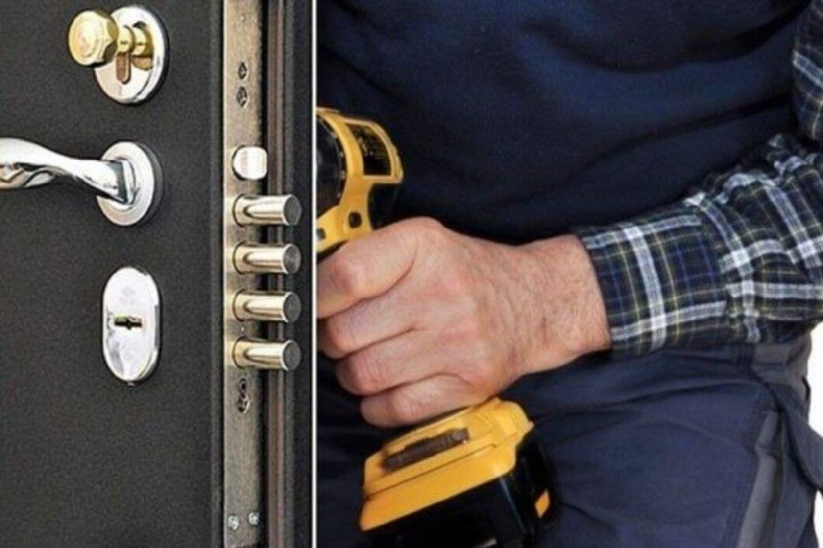 монтаж дверного замка