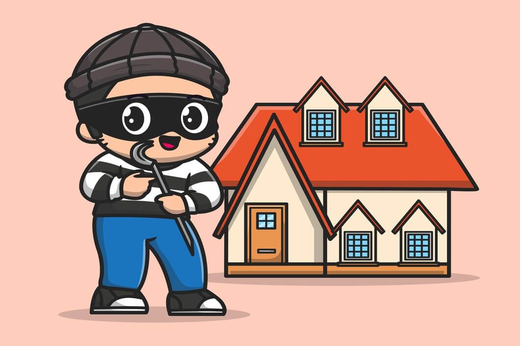 вор на фоне дома